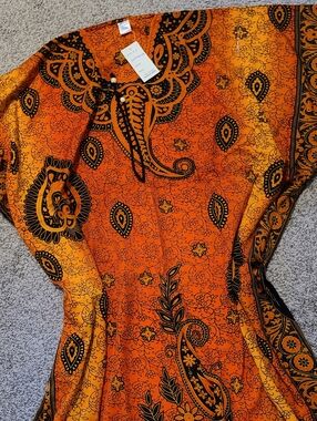 Orange & Black Paisley Kaftan